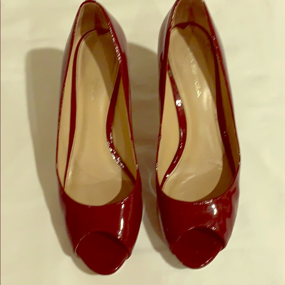 Via Spiga Red Peeptoe Pumps - Heels